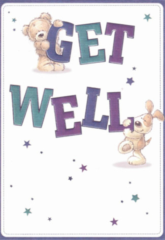 The heart of this get well card beats with gentle encouragement, tenderly illustrated through the friendship of a bear and a puppy-symbols of caring found everywhere in Yiewsley, from Bentinck Road to the play parks beside the canal. Stars swirl in festive arcs, carrying well-wishes on twinkling trails above and around the characters. Big, confident lettering in hues of violet and turquoise anchors the message, the colours echoing hydrangea blooms and council flowerbeds in spring. The detailed textures invite you to imagine the downy softness of the bear's fur and the silky touch of the puppy's floppy ears-sensations akin to running your fingers across the velvety petals in a hand-tied bouquet. As you picture sending this card alongside a freshly arranged posy, the combined gesture becomes more than a message: it's a balm of positivity and warmth reaching through the mail, as intimate as a quiet conversation with a friend in a Yiewsley café. Every stroke and hue lifts the mood, ideal for comforting loved ones of any age and shining a little local light during recovery.
